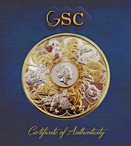 2021 Silver Queens Beasts Completer 2 Oz Coin .999 24k Gilded Collectors Edition - Picture 1 of 4