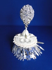 New Vintage 25TH Petite Anniversary with love doves & silver rings Caketop #66 - Picture 1 of 5