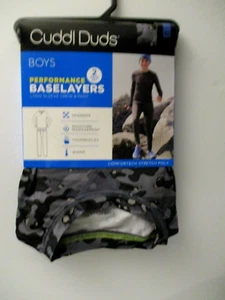 Cuddl Duds boys crew top bottoms Set size XL 16/18 black print - Picture 1 of 3