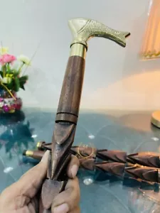 Solid Brass Wooden Walking Stick Cane fish Hand Handle Vintage Beautiful Style - Picture 1 of 8