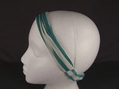 Diadema de pañuelo elástico crujiente de gasa blanca verde azulado 3 en 1 multi look pañuelo Foto 1 de 4