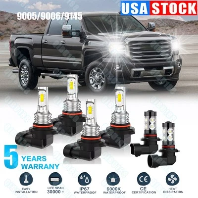 Faro LED haz alto/bajo + luz antiniebla 6x para GMC Sierra 1500 2500 3500 2003-2006 Foto 1 de 4