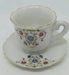Mini platillo taza de té vintage de 2" Japón rojo azul violeta floral - Imagen 1 de 6
