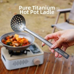 Titanium Slotted Spoon Long Handle Food Strainer - Picture 1 of 8