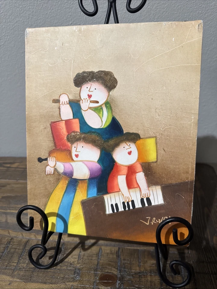 J. Roybal Original Oil Painting Framed Canvas Joyce Roybal Musical Trio 8 X 10 - Image 1 of 4