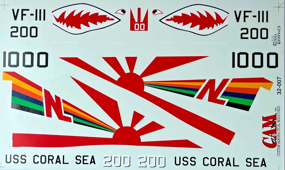 CAM Decals : 32/007 USS Coral Sea Fin Markings etc| 1:32 F-14A Tomcat - Image 1 of 1