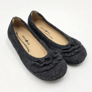 Haflinger Womens Size 36 Wool Ballet Flats Charcoal Gray Shoes Slippers Ruffled - Picture 1 of 12