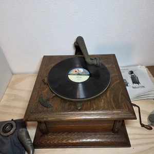 Columbia Grafonola 1920 antiker Phonograph Tischplattenspieler mit Zubehör - Bild 1 von 13