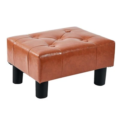 Small Foot Stool Ottoman Faux Leather Footrest With Legs Couch Living Room - Image 1 of 4