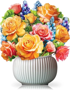 Paper Pop-Up Flower Card, Rose, Forever Flowers Bouquet 3D Popup Greeting Cards, - Picture 1 of 7