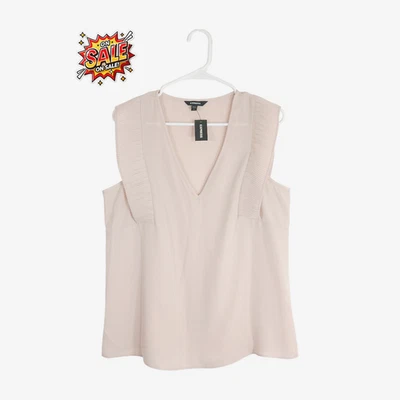 NWT Express Women’s Medium V-Neck Blouse Sleeveless Light Pink Shirt - Image 1 of 4
