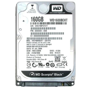 Hard Disk 160GB Western Digital SATA 2.5" WD1600BEKT Internal Refurbished - Picture 1 of 2