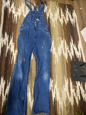 Mono con tirantes de mezclilla azul casa redonda 36x36 de colección para hombre aplastado desgastado manchado Foto 1 de 4