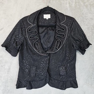 Chaqueta Alberto Makali para mujer talla 10 negra artística remolino detalle cremallera caprichoso Foto 1 de 4