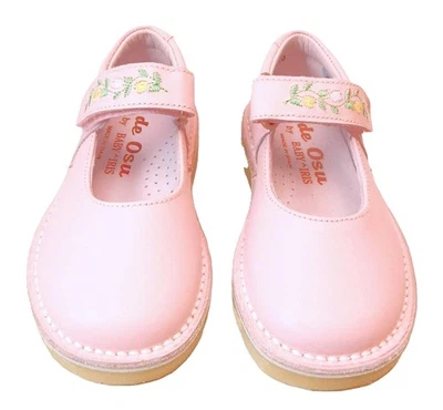DE OSU/FARO - España - Zapatos informales de vestir de cuero rosa para niñas -Europeos 23-Talla 6,5 Foto 1 de 4