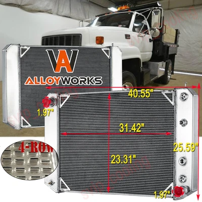 Fit Chevy GMC C6500 C7000 Kodiak Topkick 6.6L 1991-2002 Aluminum 4 Row Radiator - Изображение 1 из 4