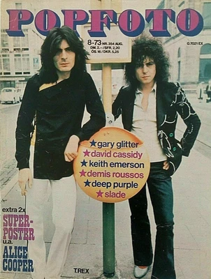 Popfoto Magazine August 1973 TRex Slade Keith Emerson David Cassidy Gary Glitter - Image 1 of 4
