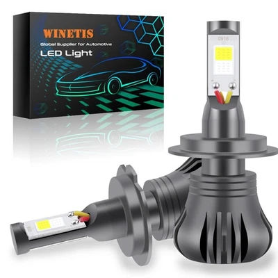 H7 LED DRL Fog Light Bulbs Dual Color White+Blue Strobe Flash 2-Pack - Image 1 of 4