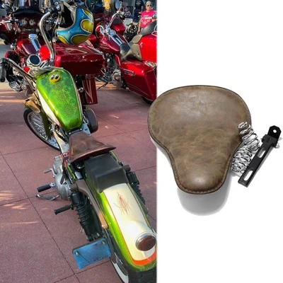 Asiento individual grande de motocicleta de 14" resorte de 3" para Harley Sportster Bobber Chopper Foto 1 de 4