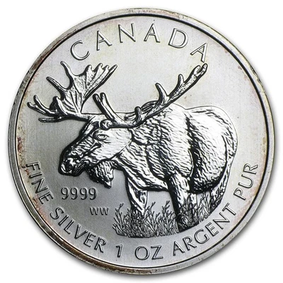 Canadá 2012 1 oz Silver Wildlife Series Moose (Abrasiones) Foto 1 de 2