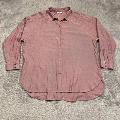 Westbound Shirt Women’s L Maroon Red Striped Oversized Long Sleeve Button Soft - Image 1 of 4