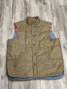 Tommy Bahama Snap Button Puffer Vest Men’s Size M Plaid Lined Cotton Brown - Picture 1 of 12