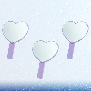 3 Pcs Heart-Shaped Cosmetic Mirror Travel Miss Hand Makeup for Girls - Picture 1 of 11