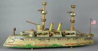 Bliss (Not Bing) Circa 1890 New York Battleship Vintage Toy Boat Amazing Example