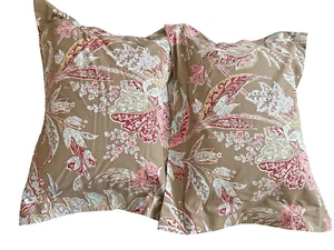 Almohadas Nancy Koltes Paisley 2 Pares 100% Algodón Egipcio Beige Rosa Hasta - Imagen 1 de 6