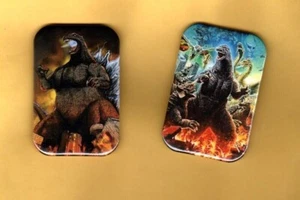 GODZILLA     2  MAGNETS OR ,BUTTON,  PINBACK  2"X3" W/ ROUNDED CORNER - Picture 1 of 5