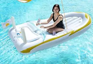 Yacht pool float w/ cooler compartment, 350 pound capacity 8.75 feet long - Picture 1 of 2