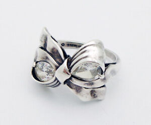 Vintage KABANA CZ Bow Tie Shaped Ring in Sterling Silver Size 7