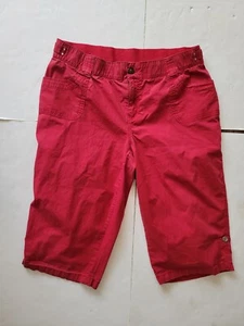 ✂️Catherines red zipper elastic waist capri pants 1X (18/20W)  - Picture 1 of 9