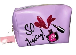 NWT Juicy Couture Printed Vegan Leather Lavender Cosmetic Bag So Juicy Toiletry - Picture 1 of 5