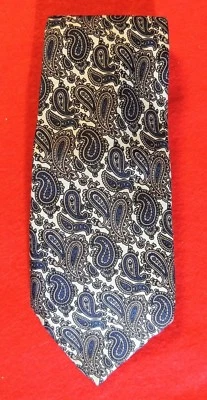 Corbata vintage Halston III para hombre dorada y negra cachemira sobre blanco roto 100 % seda Foto 1 de 2