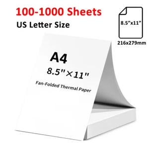 100-1000 Sheets Thermal Printer Paper 8.5" x 11" US Letter Size Thermal Paper - Picture 1 of 8