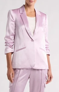 NWOT $495 Cinq à Sept Kylie Ruched Sleeve Satin Blazer in Wisteria 4 - Picture 1 of 6