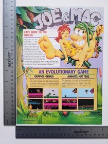 Joe Mac Nintendo Nes Original Print Ad / Poster Game Gift Art