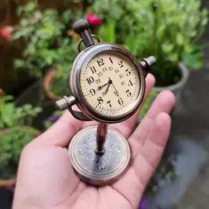 Antike Schreibtischuhr Vintage Tischplatte Antik Messing Deko Geschenk - Bild 1 von 4