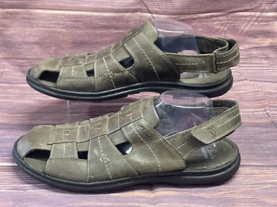 Sandalias para Hombres 13 Merrell Topo Slice Mocha Cuero Marrón Pescador Tacón Correa Foto 1 de 4