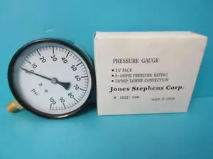 JSC JONES STEPHENS CORP PRESSURE GAUGE 3.5" FACE 0-100 PSI 1/4" LOWER G62-100 - Picture 1 of 9