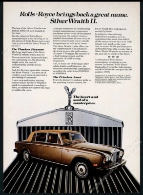 1977年劳斯莱斯银色Wraith II汽车照片复古印花广告 — 第 1/4 张图片