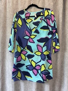 Old Navy Women’s Floral Tunic Top Size Small V-Neck 3/4 Sleeve Lightweight - Picture 1 of 10