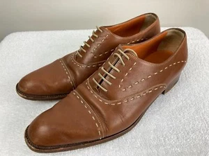 A. Testoni Brown Leather Oxfords e38 US 5 - Picture 1 of 6