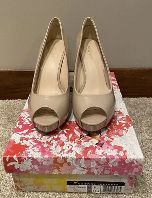 NEW Nine West High Heel Peep Toe Pumps Women Size 8 Nude - Image 1 of 4