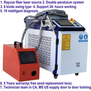 Saldatore laser fibra Raycus 2000W macchina pulita doppio pendolo alimentatore AUTO - Foto 1 di 22