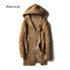 Winter Men's Sweaters Fashion Male Long Knitted Sweater Hooded Cardigan Coats - Picture 1 of 25