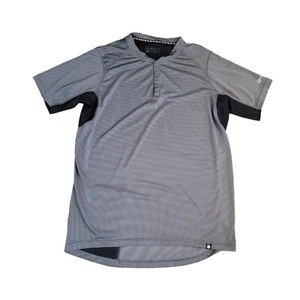 Canari Cycling Jersey Mens L Henley Shirt Gray Black Breathable Zipper Pocket - Picture 1 of 9