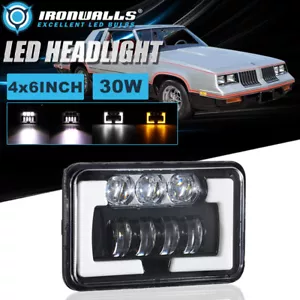 For Oldsmobile Cutlass Calais 1pcs 4x6" LED Headlight DRL Hi-Lo Turn Signal Lamp - Foto 1 di 12