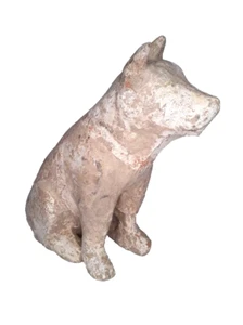Han Dynasty Red Terracotta Painted Seated Dog with Harness - Picture 1 of 11